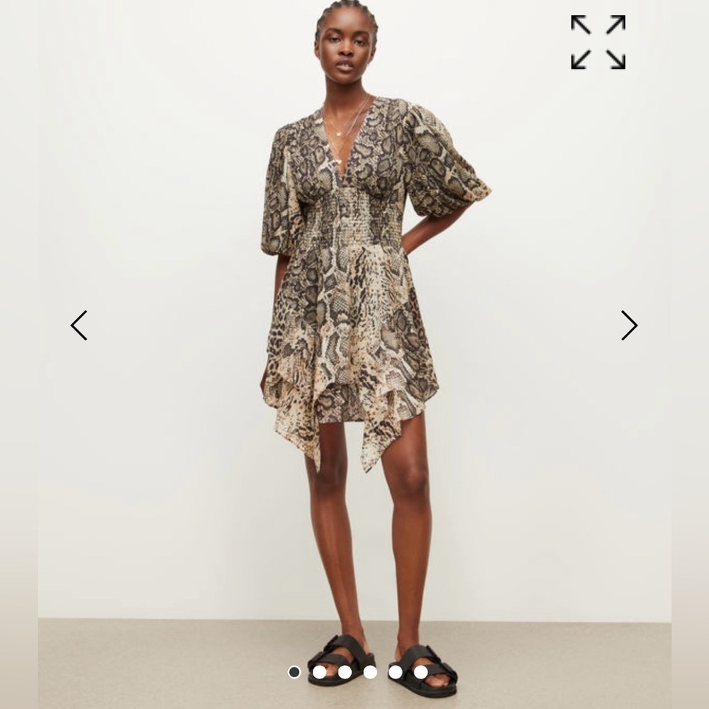 All Saints Black and Brown Patterned Dress